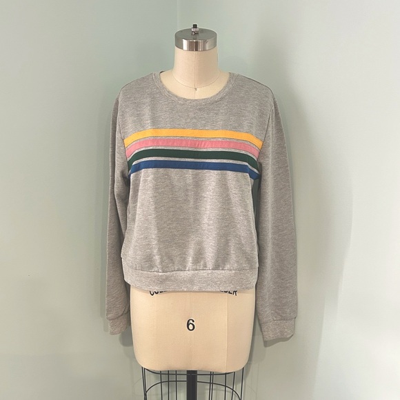 Forever 21 Sweaters - Forever 21 Grey Multi-color Stripe Sweater in Large
